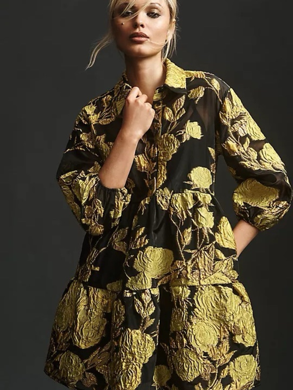 Anthropologie Maeve The Bettina Jacquard Mini Shirt Dress  NWT Sz M - Picture 8 of 14